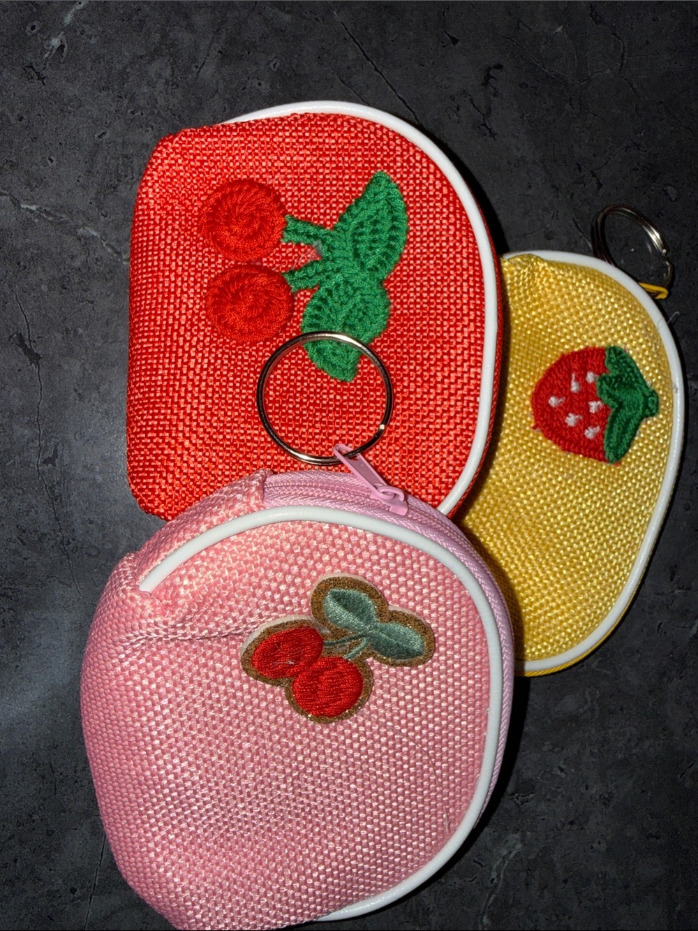 Cherry, Strawberry,Cherry,Coin Pouch - Pink, Red, Yellow